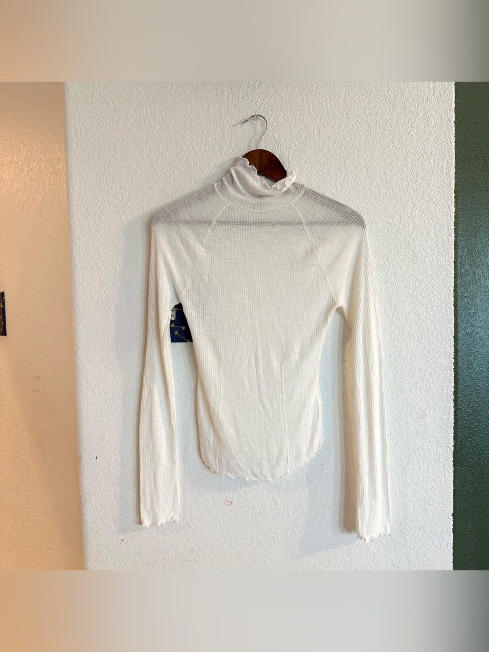 Free People Intimately Womens Shirt White Lightweight Waffle Knit Size XS